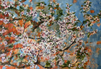 Clementine-van-Dillen-Acryl-Linnen-74x115cm-Appelbloesem-scaled