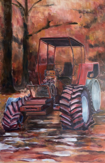 Clementine-van-Dillen-Acryl-Linnen-75x115cm-Verbrande-tractor-scaled