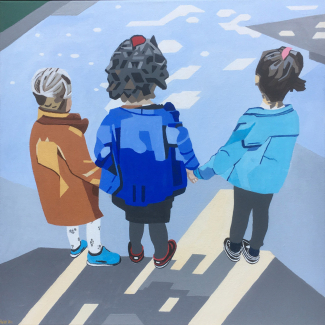 Henk-de-Wit_Drie-kleine-kleutertjes_acryl-op-doek_70x70