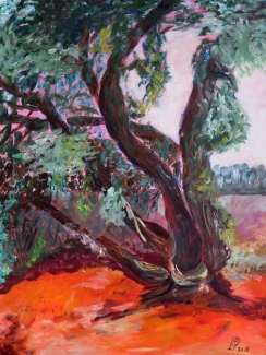 Lies Kempers_Boom op heide_acryl op katoen_60x80