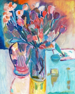 Mieke van den Broek_Tulpen en narcissen_40x50