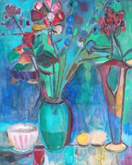 Mieke van den Broek_Vaas met bloemen_40x50