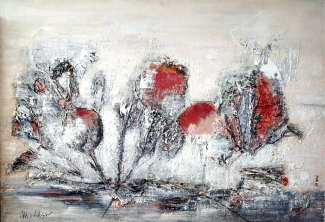 Miepje van Uden_Zonnebloem Met Knipoog_MixedMedia_70x100