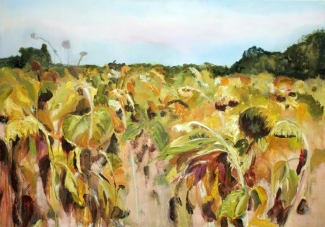 Nell van Eekeren_uit serie zonnebloemen_olieverf op linnen_70x100