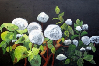 Peter Hoeben_Bladeren en Bloemen 3_Acryl op doek_80x120x4